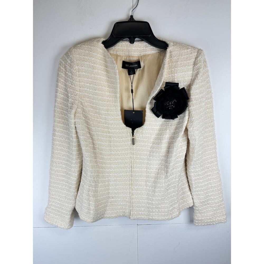 St. John Winter Stunning White Wool Blend Jacket Sz-2    $1,795